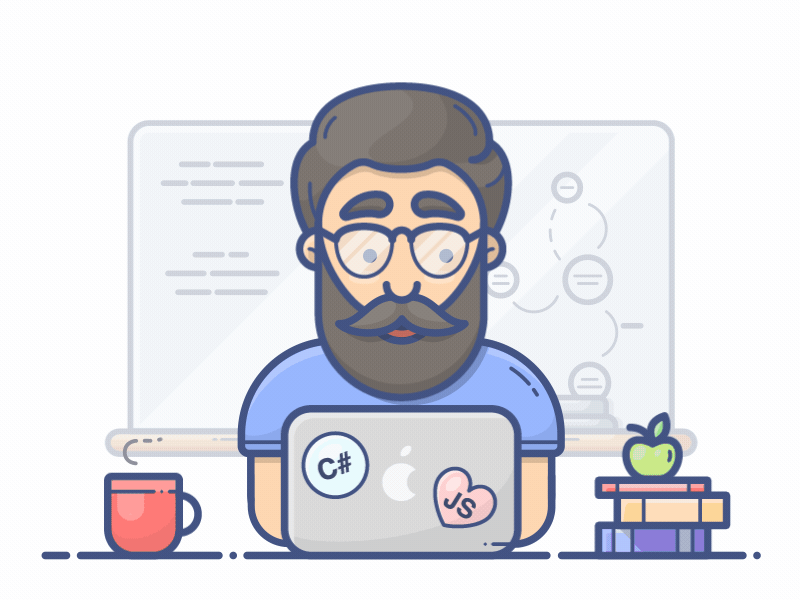 Animated developer at work